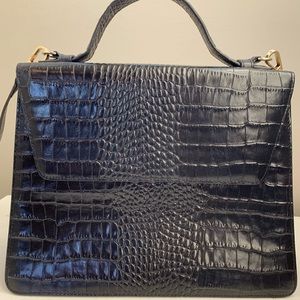 Black Crocodile Embossed Bag with strap